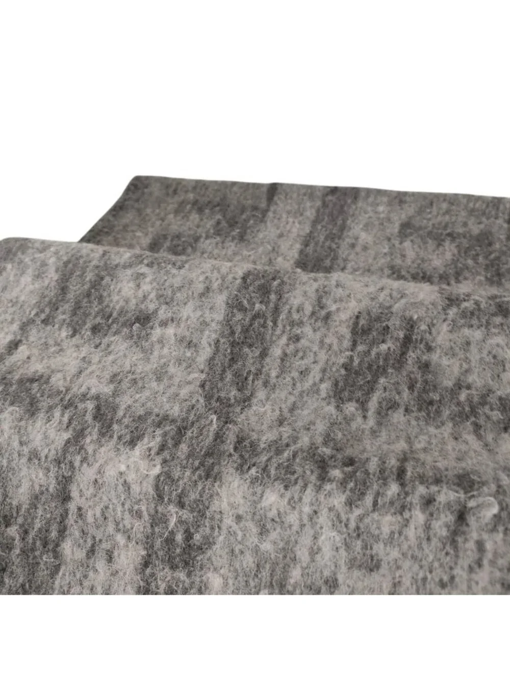 Fendi FF Pattern Shaggy Shawl Fringe Scarf Gray